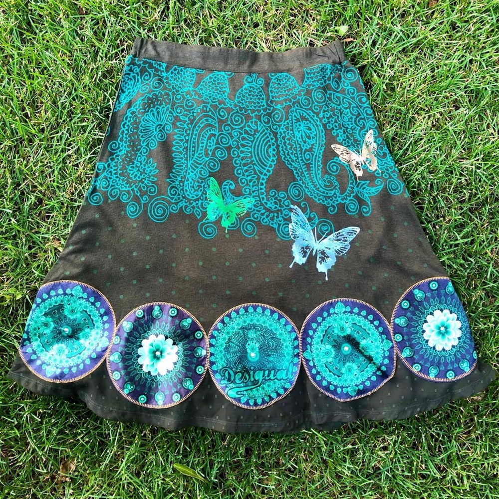 Vintage Butterfly Skirt Y2K 2000s Fairy Fairycore Midi Metallic Paisley Floral - Picture 4 of 5